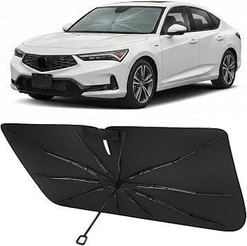 Proadsy Windshield Sun Shade Umbrella for Acura Integra 2023-2025 2026 Foldable Car Umbrella Sunshade with Soft TPU Handle Spring Structure Crystal Cooling Material Protect Car from Rays & Heat