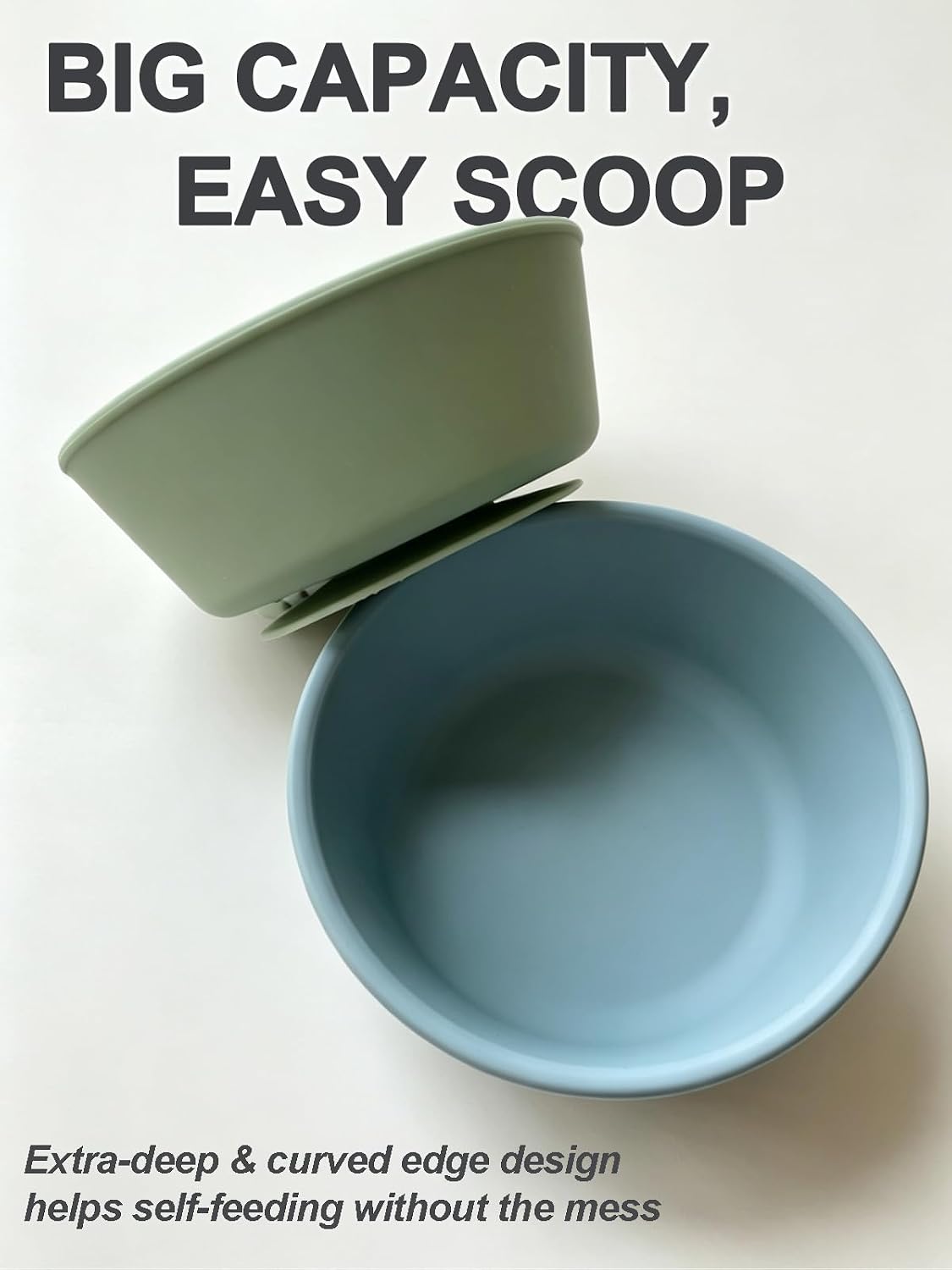 Silicone Suction Bowl for Baby & Toddler, 10 oz, 2 Pack | Microwave & dishwasher safe, BPA free, Stackable, For soup, cereal, snack & baby led weaning