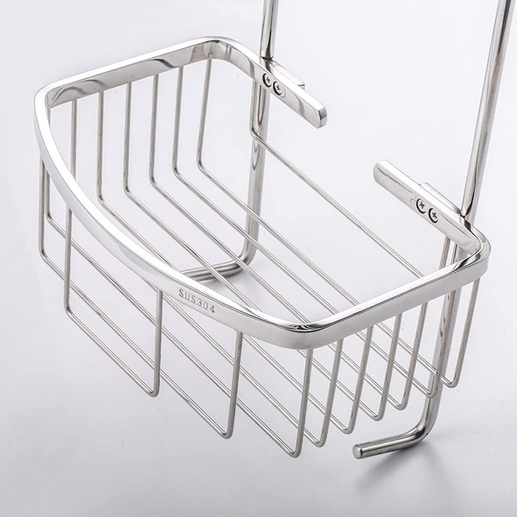 Exquisitos estantes de baño Organizador de carrito de ducha colgante sobre la puerta, bañera de baño de metal y estante de ducha, para cabinas de ducha de baño, bañeras, con 2 ganchos y 2 cestas (Colo