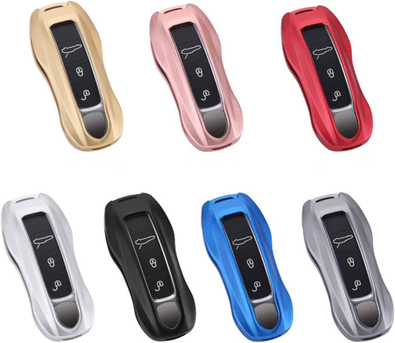 M.JVisun Aluminum Car Key Protector For Porsche 911 Carrera 918 Cayenne Coupe For Macan For Panamera Taycan Smart Key Fob Case Cover - Pink