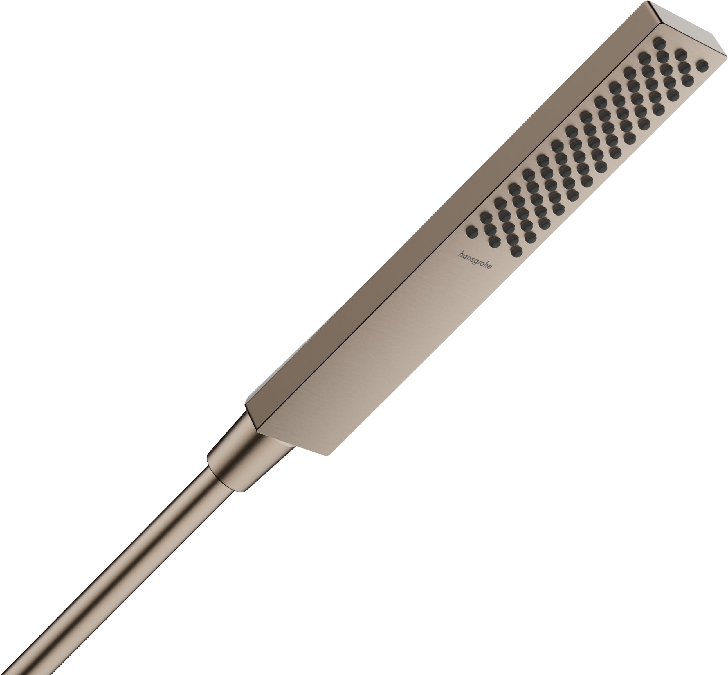 hansgrohe Pulsify E - ducha de Mano ahorro de agua 5 l/min (EcoSmart+), alcachofa de ducha con1 tipo de chorro, cabezal de ducha Rectangular (100x25 mm), antical System, Bronce cepillado, 24321140