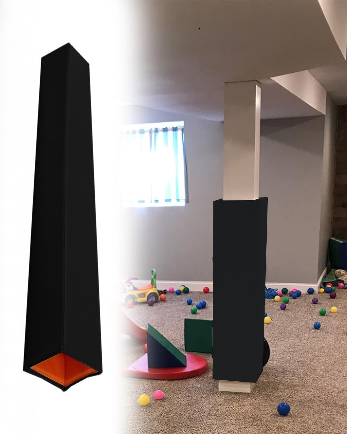 Wrap Around Basketball Pole Pad Hoop Garage Foam Post Sleeves, Universal Rod Crash Replacement, UV-Resistant Protection Pad(H-3.3ft/100cm,11x11 Inch)