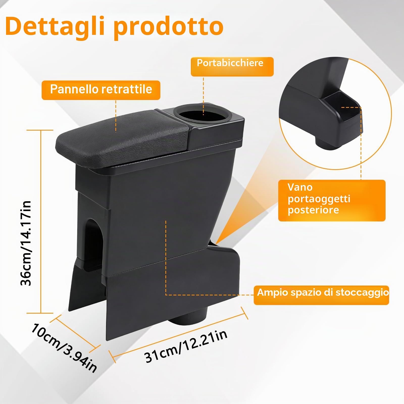 Scatola portaoggetti centrale per Leapmotor T03 2023-2025, bracciolo per auto con poggiabraccio estensibile, portabicchieri e vano portaoggetti centrale con scomparto guanti