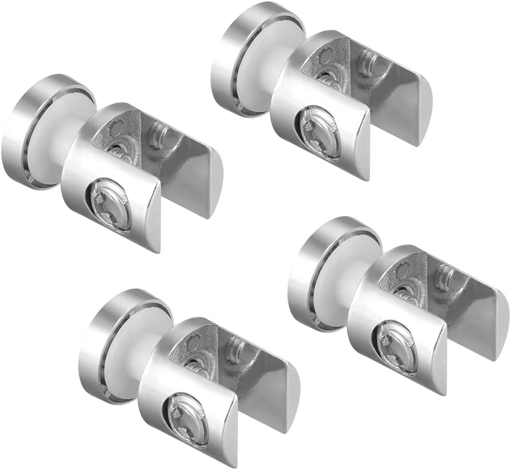Adjustable Glass Shelf Brackets - 4 Pack Zinc Alloy Wall Mount Clamps For 6-10mm Glass Shelves