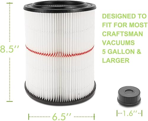 Miniatura 2 de 17816 Filtro para filtro de aire Craftsman Shop Vac, repuesto para filtro de aspiradora Craftsman en seco y húmedo para Craftsman 9-17816 filtro de