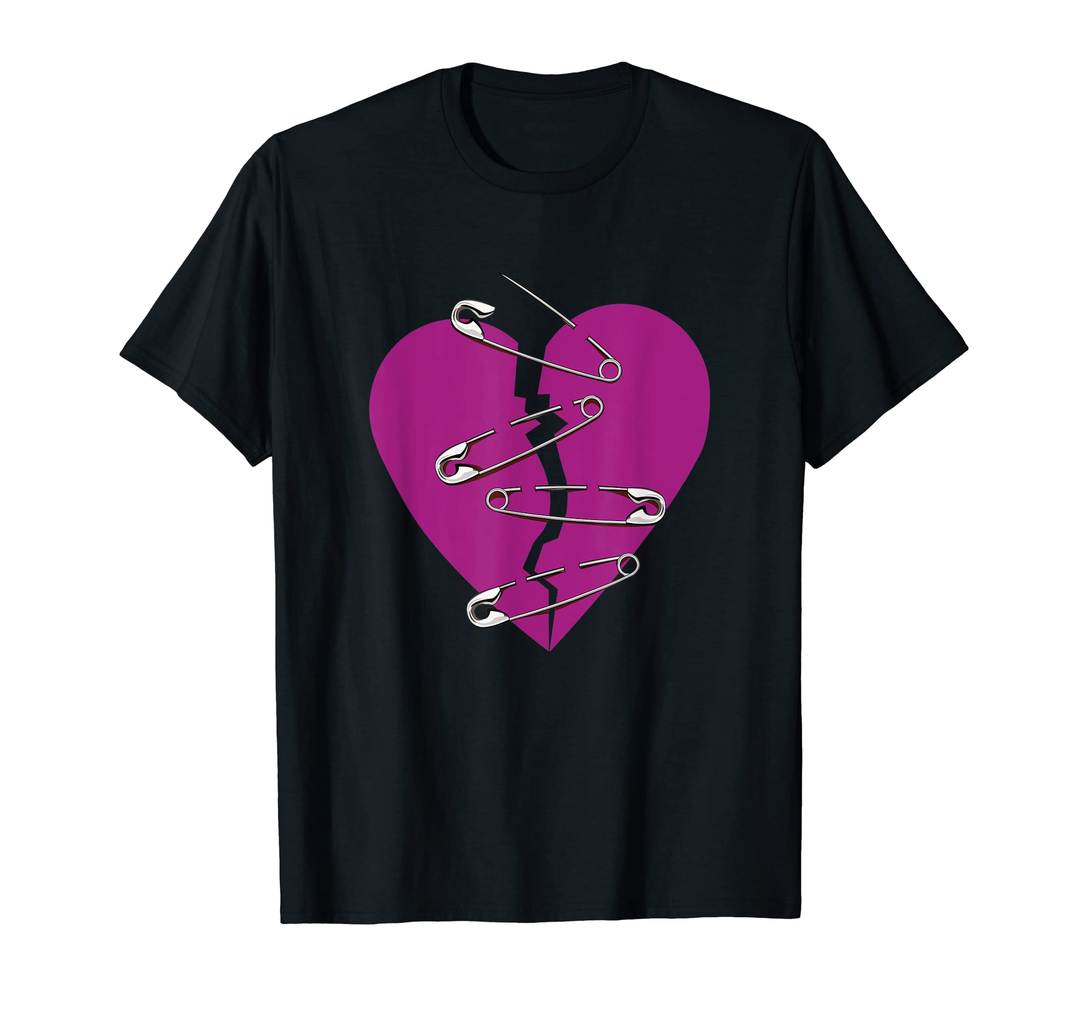 Broken heart and safety pins T-Shirt