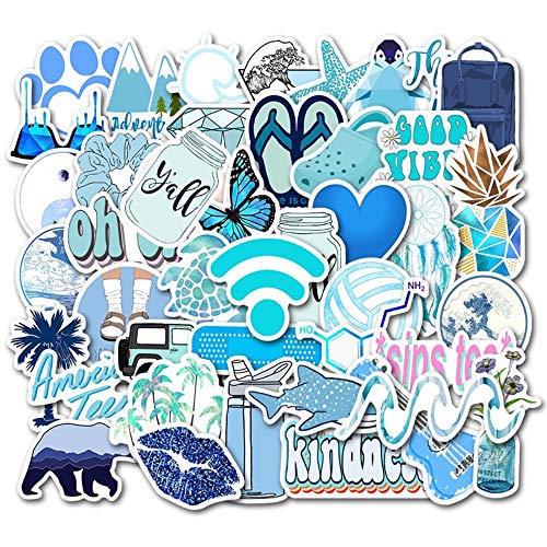 50 pcs Cute VSCO Ocean/Beach Vinyl Stickers for Hydro Flask Water Bottles, Laptops