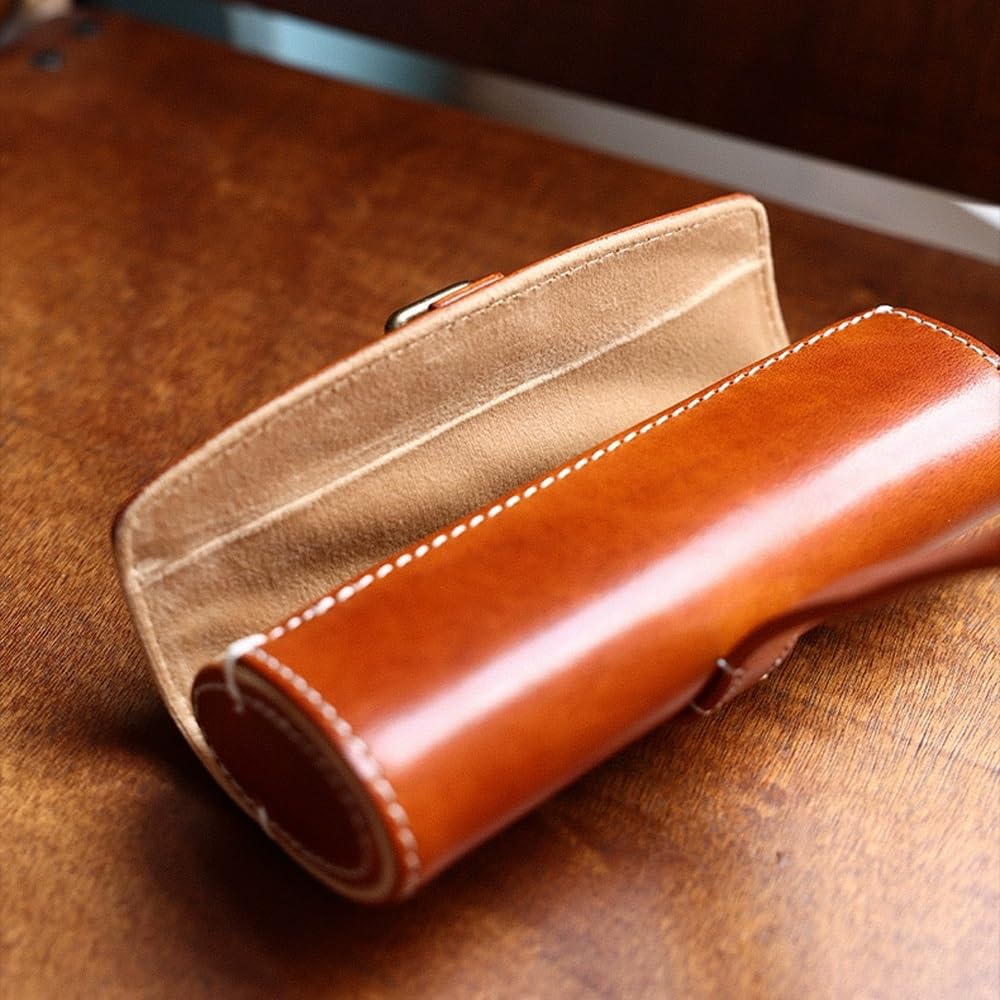 Skórzane etui na okulary, przenośne etui na okulary przeciwsłoneczne odporne na ściskanie, wąskie etui dla kobiet mężczyzn, retro minimalistyczny, ręcznie robiony uchwyt na okulary przeciwsłoneczne (