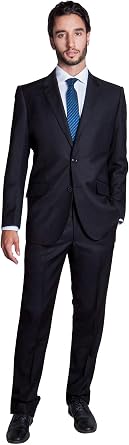 Mens Modern Fit 2 Piece Italian Suit Two Button Wool Blazer & Trousers Smart Party Formal Suits