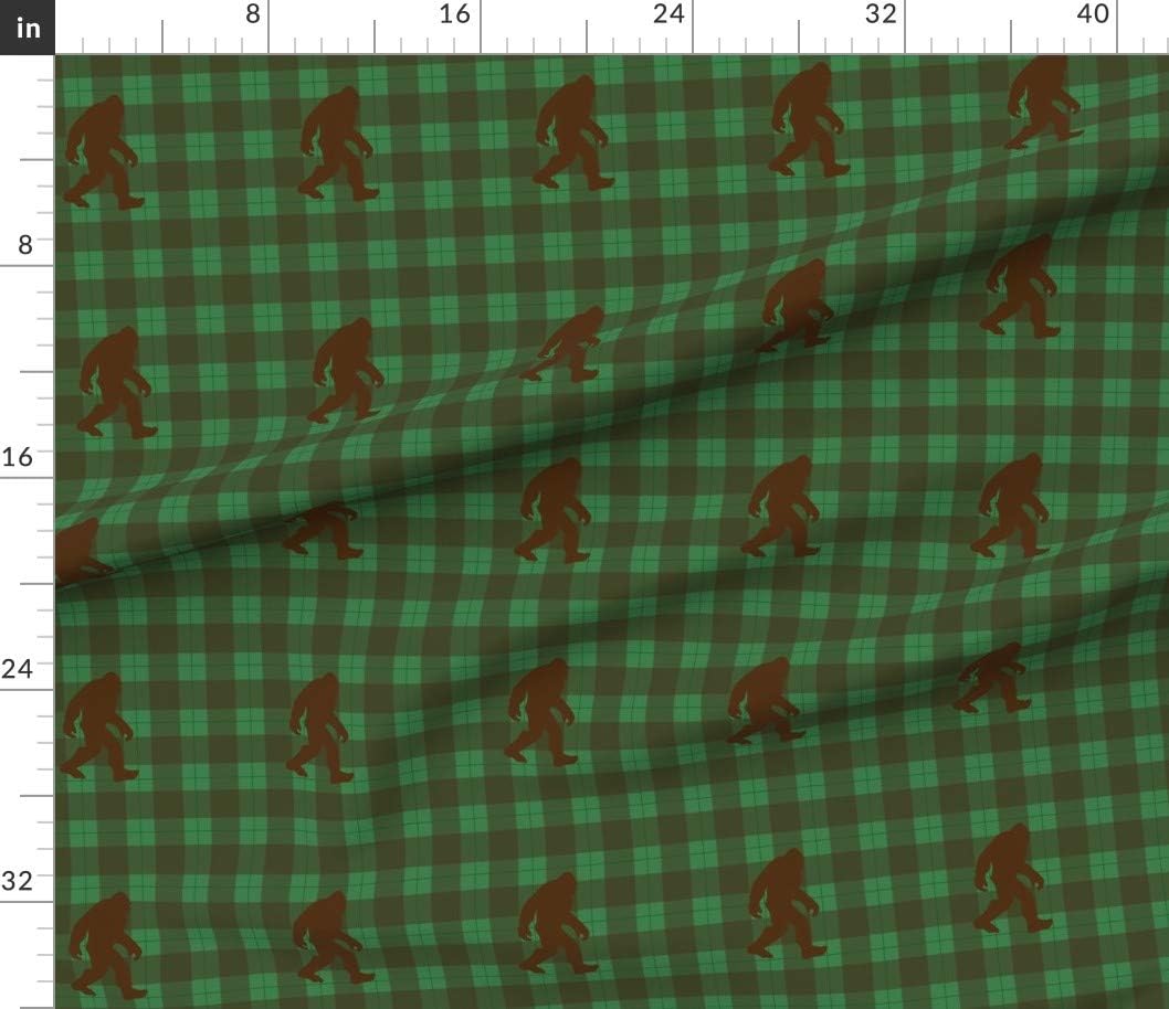 Spoonflower Fabric - Bigfoot, Plaid, Myth, Woodland, Pacific, Northwest, Mythical, Printed on Petal Signature Cotton Fabric by The Yard - Sewing Quilting Apparel Crafts Decor