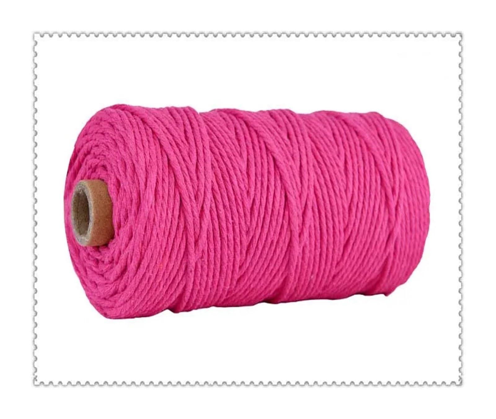 Baumwollschnur, Gedrehtes Makramee-Garn aus Baumwolle, Mehrfarbig, 3 mm, for DIY-Heim- und Hochzeitsdekorationen, 110 Yards(Rose Pink)
