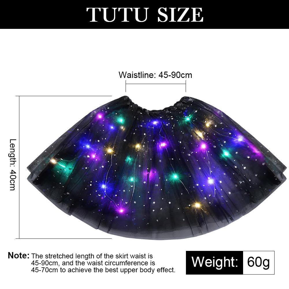 URAQT Gonna Tulle LED per Bambina, Gonna a tutù in Tulle Luminoso, Gonna tutù Ragazze in Tulle con 3 modalità di Illuminazione, per Feste Carnevale Halloween Spettacolo Danza Fotografia