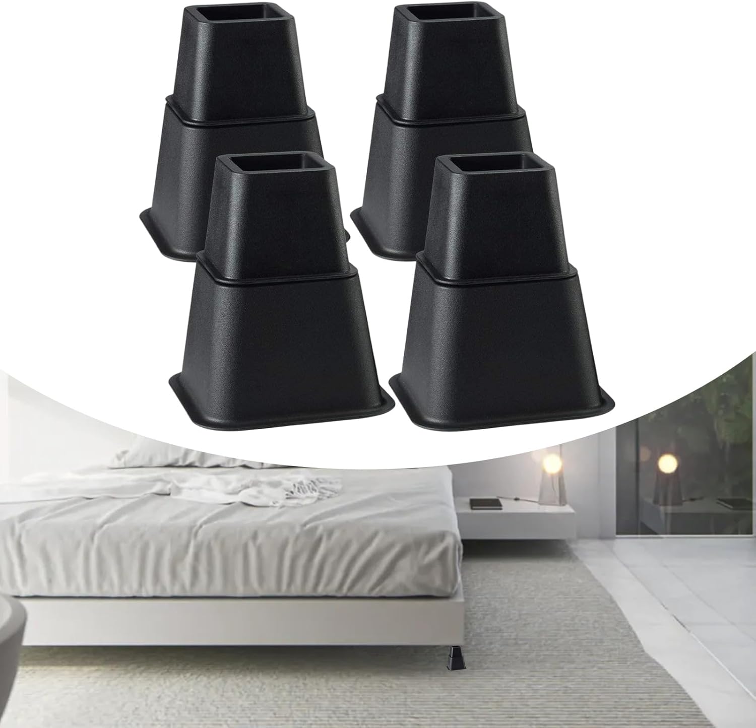 実用的な家具ライザー 8個 高さ6インチ 調節可能なベッドレッグエクステンダー 小さなスペースに 日常使用家具ライザー ソファ/テー