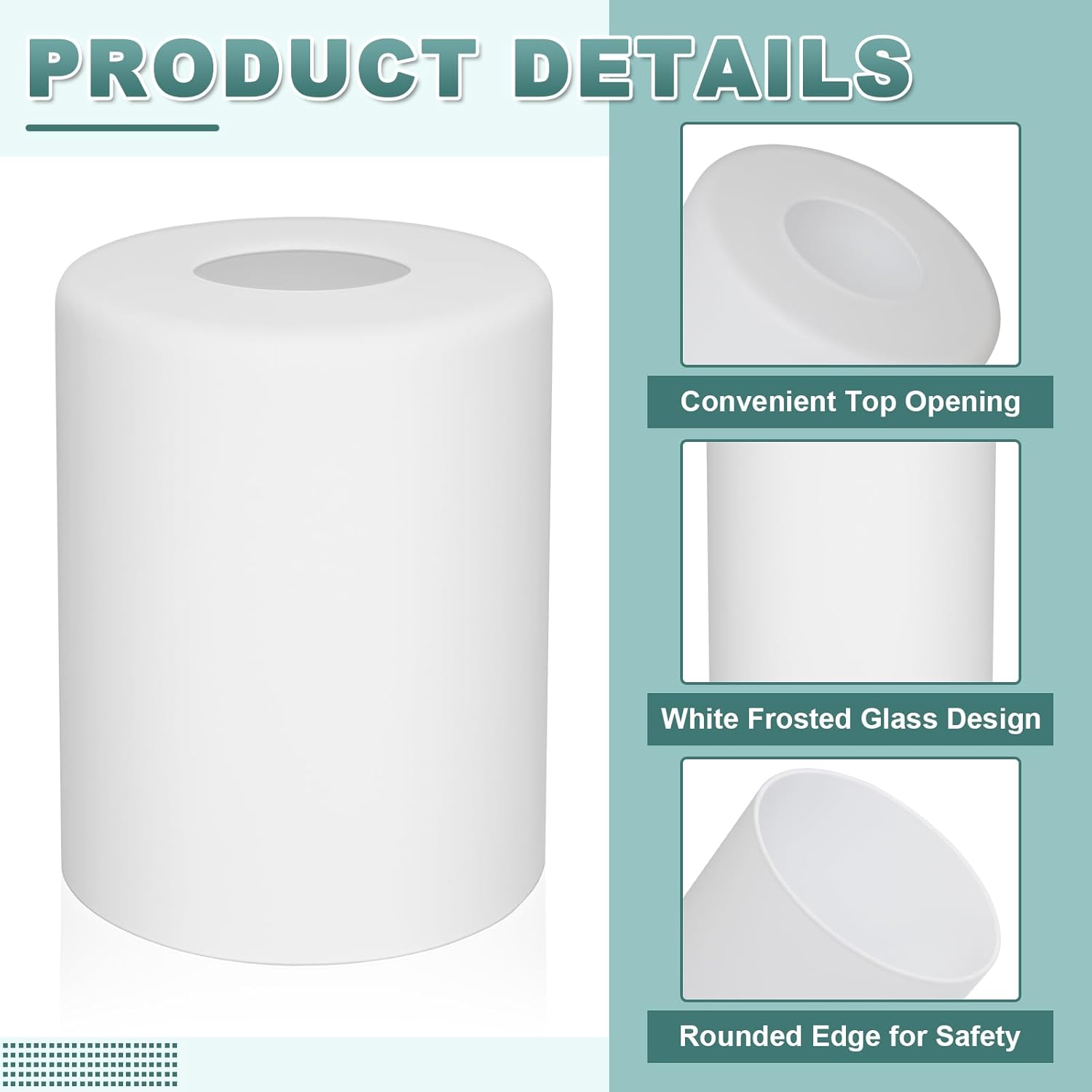 Ascher Milky White Frosted Glass Shade 1 Pack, Cylinder Glass Shade Covers Replacement for Vanity Light Fixtures Wall Sconces Pendant Light, Diameter 3.94”, Height 5.12"