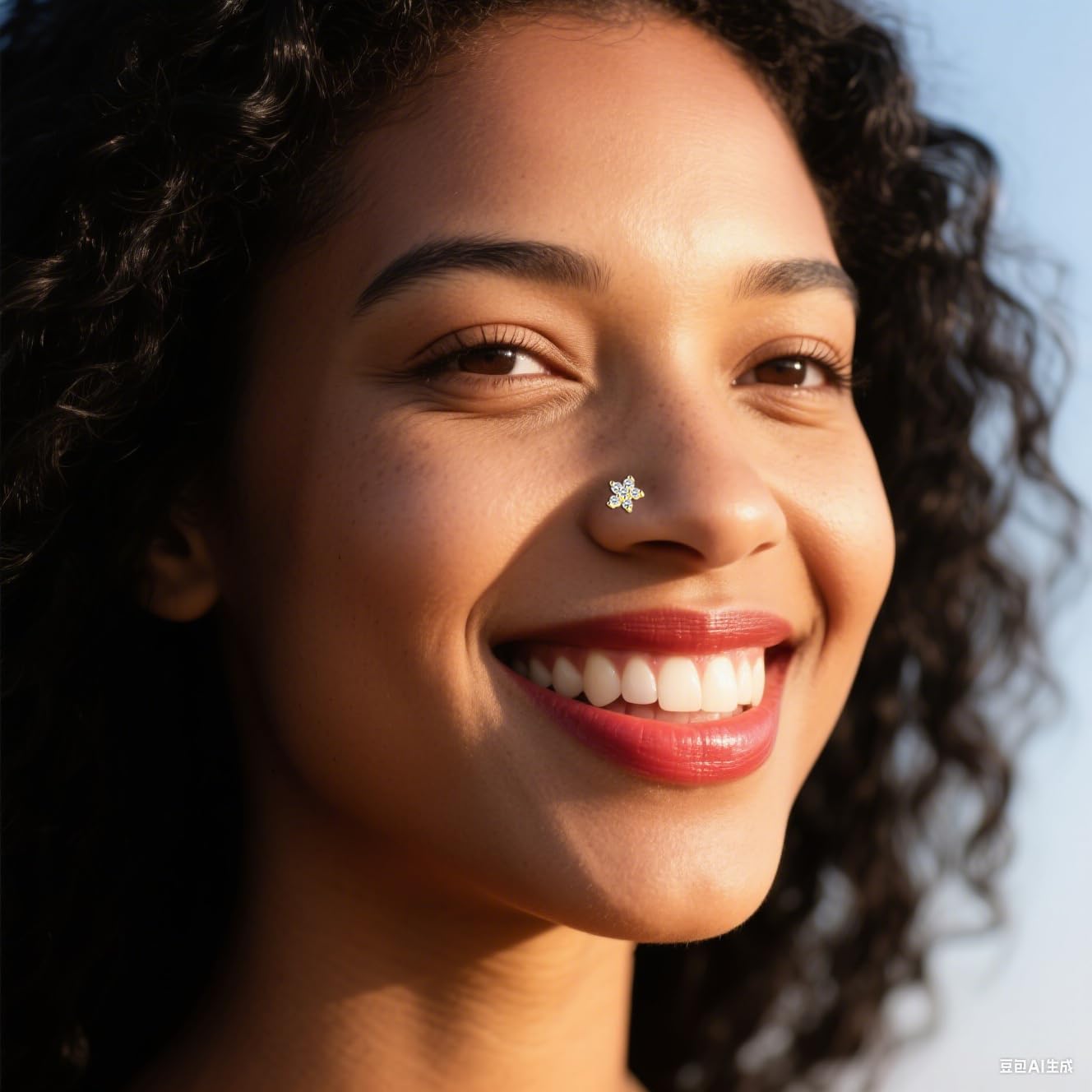 Nose Rings L Shaped for Women Nose Piercings 20G Surgical Stainless Steel Gold Plated Nose Studs Pink Red CZ Heart Butterfly Flower Cherry Bow Moon Dangle Nose Piercing Jewelry - Image 4