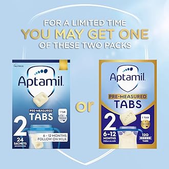 Aptamil 2 Follow On Baby Milk Formula Pre-Measured Tabs, 6-12 Months, 120 Tabs - 1 tab = 1 scoop (24g)