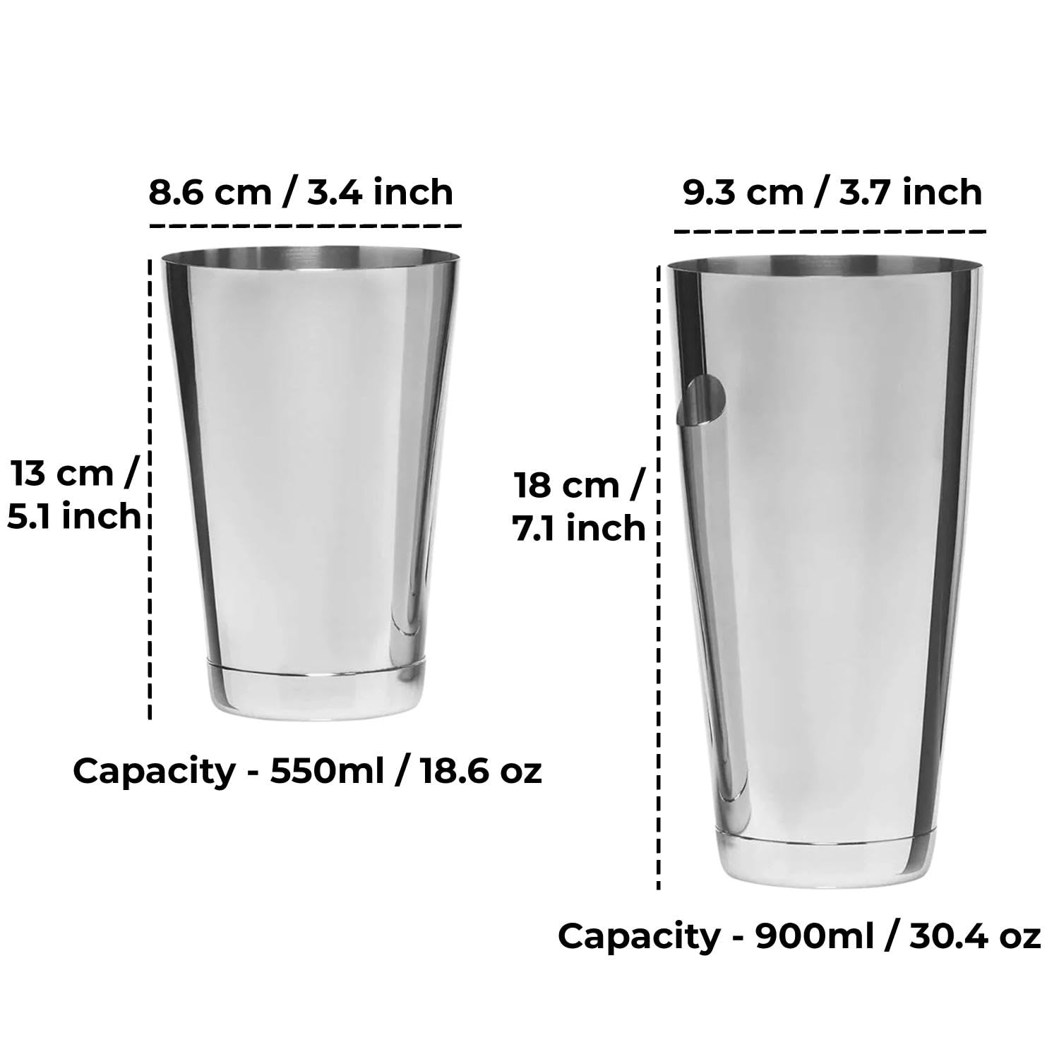 HAZEL Stainless Steel Glass Cocktail Shaker | Cocktail Drink Shaker for Party, Set of 2, Small and Large - Image 4 thumbnail