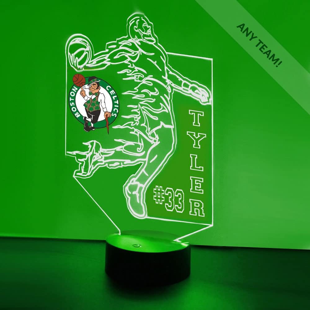 Sports Night Light Up Table Desk Lamp Sports Helmet LED Hand Crafted Personalized with Remote Great Gift (Pro Basketball Player)