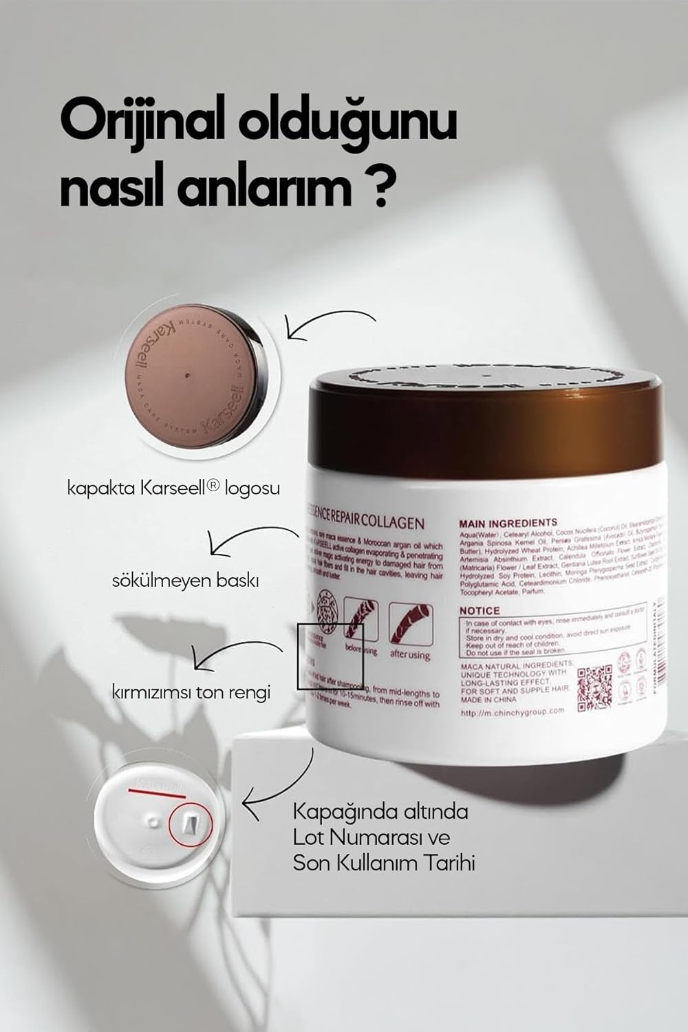 Hair Mask Karseell Deep Conditioner Argan Oil Collagen Treatment Natural Coconut Oil for Dry and Damaged Hair 16.9Oz 500ml - Image 2