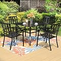 PHI VILLA 5 Piece Metal Patio Dining Set 37" Square Patio Bistro Table and Garden Backyard Chairs - Umbrella Hole 1.57"
