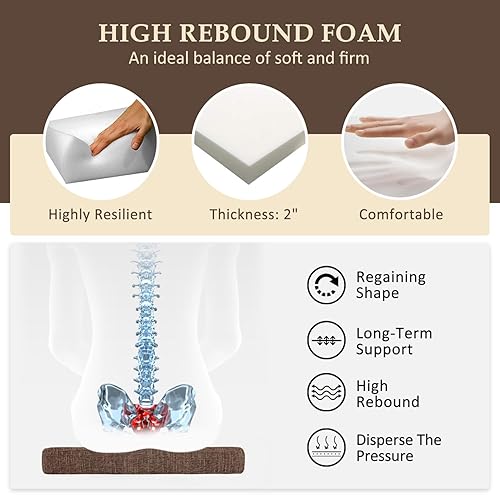 Miniatura 3 de Cojines para sillas de comedor, paquete de 6, cojines para sillas de cocina con lazos y respaldo antideslizante, almohadillas para sillas de