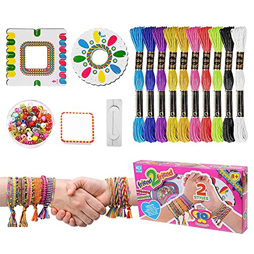 IWILCS Kit Fabricación Pulseras Amistad,Kit de Pulseras de la Amistad,Kit de Pulsera de Amistad para niños con 10 Colores de Hilo de algodón de Colores,para Regalar Al Mejor Amigo(Rosa) Cover
