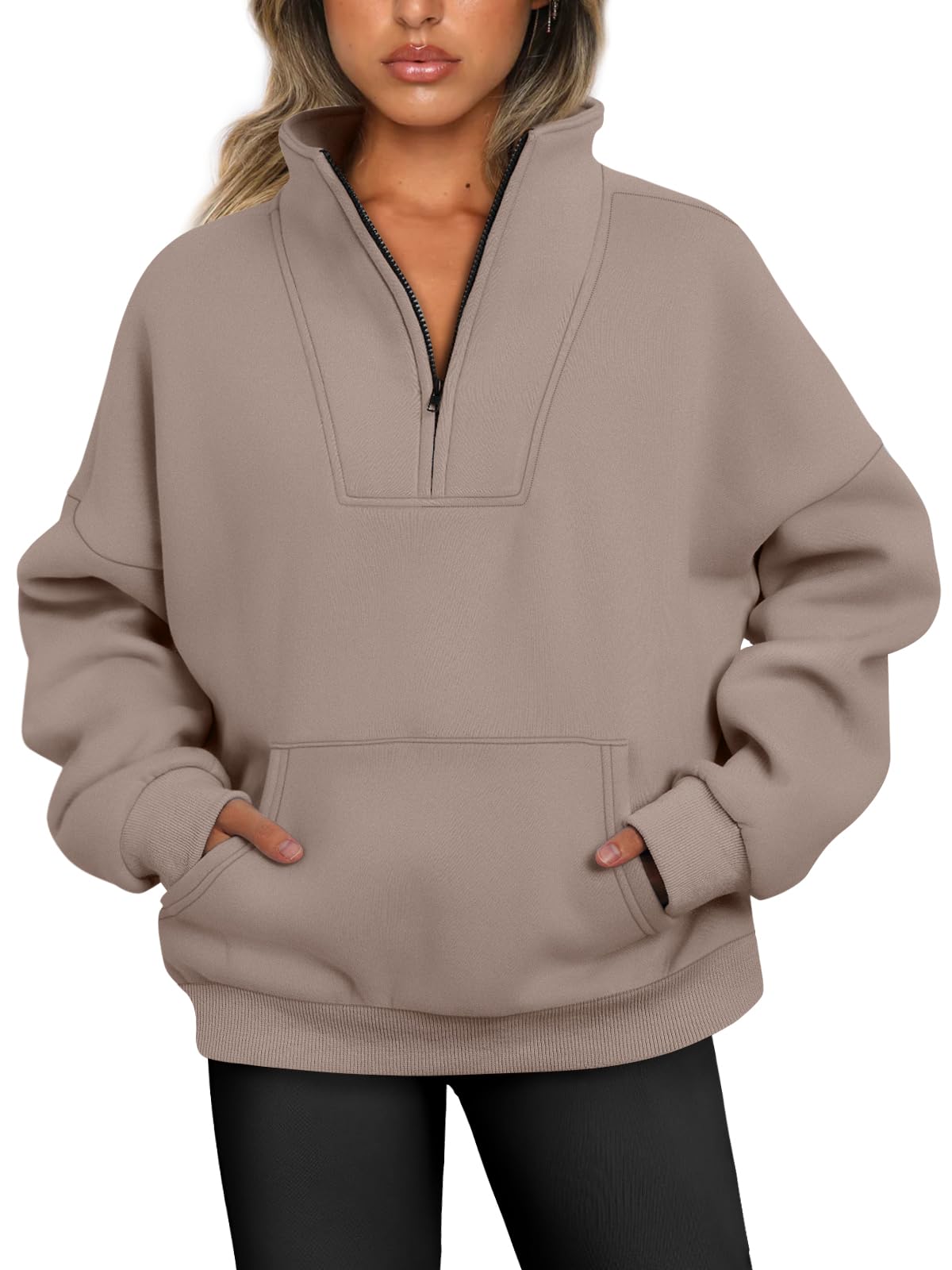 Trendy QueenWomens Sweatshirts Quarter Half Zip Pullover Oversized Hoodies Fall Fashion 2025 Winter Fleece Jackets SweatersOEKO-TEX STANDARD 100