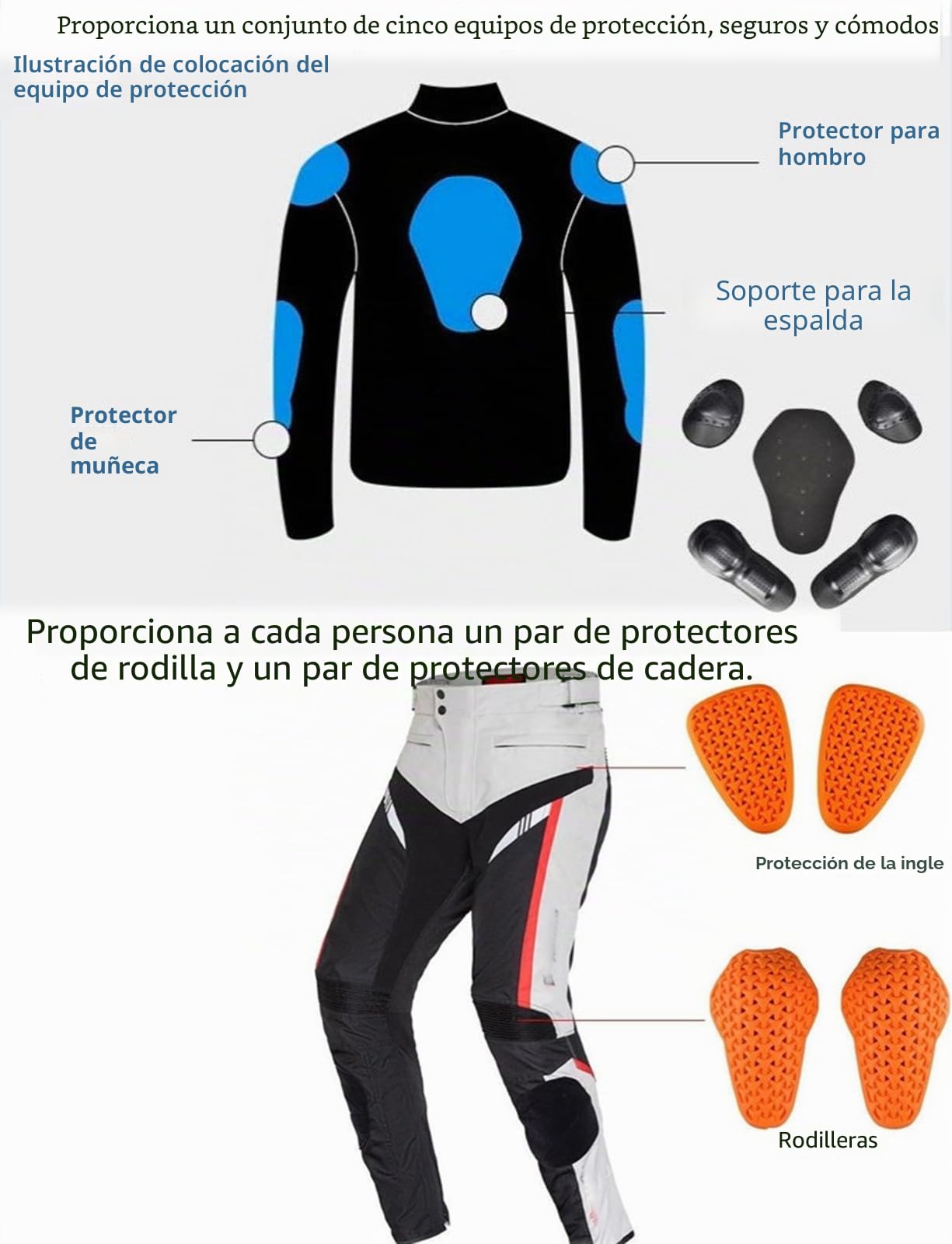 BLUEZY Traje De Moto Impermeable Chaqueta Y Pantalón Chaqueta Moto Hombre Protecciones Certificación CE Armadura Extraíble Para Las Cuatro Estaciones Deportes Al Aire Libre B,L