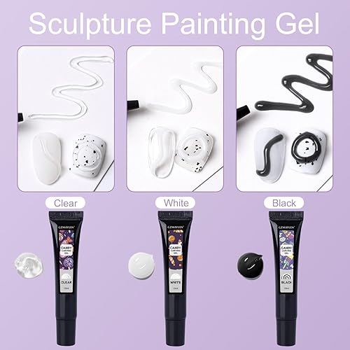 Miniatura 3 de Gel 3D para esculpir  2 piezas de diseño 3D transparente que no se limpia para dibujar, moldear, escultura, decoración de uñas, 0.35 onzas cada uno