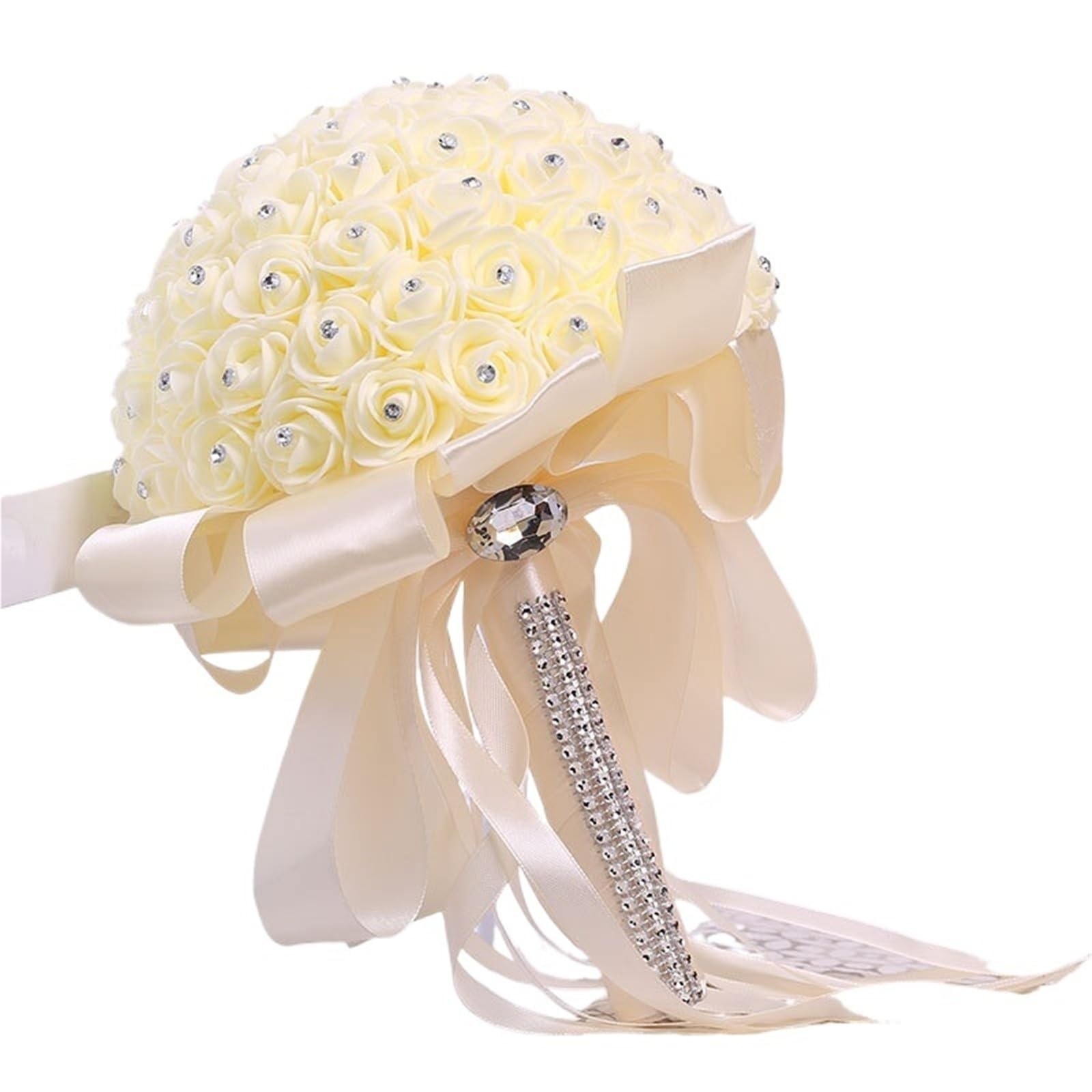 ZRHWSPD Wedding Artificial Bouquet A Wedding Bouquet Of Artificial White Roses, Bride Holding A Bridesmaid Of Flowers(Beige)