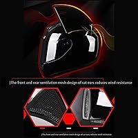 Vista 4 de Casco de motocicleta eléctrico personalizado con orejas de gato, casco completo de motocicleta con orejas de gato, casco completo para carreras