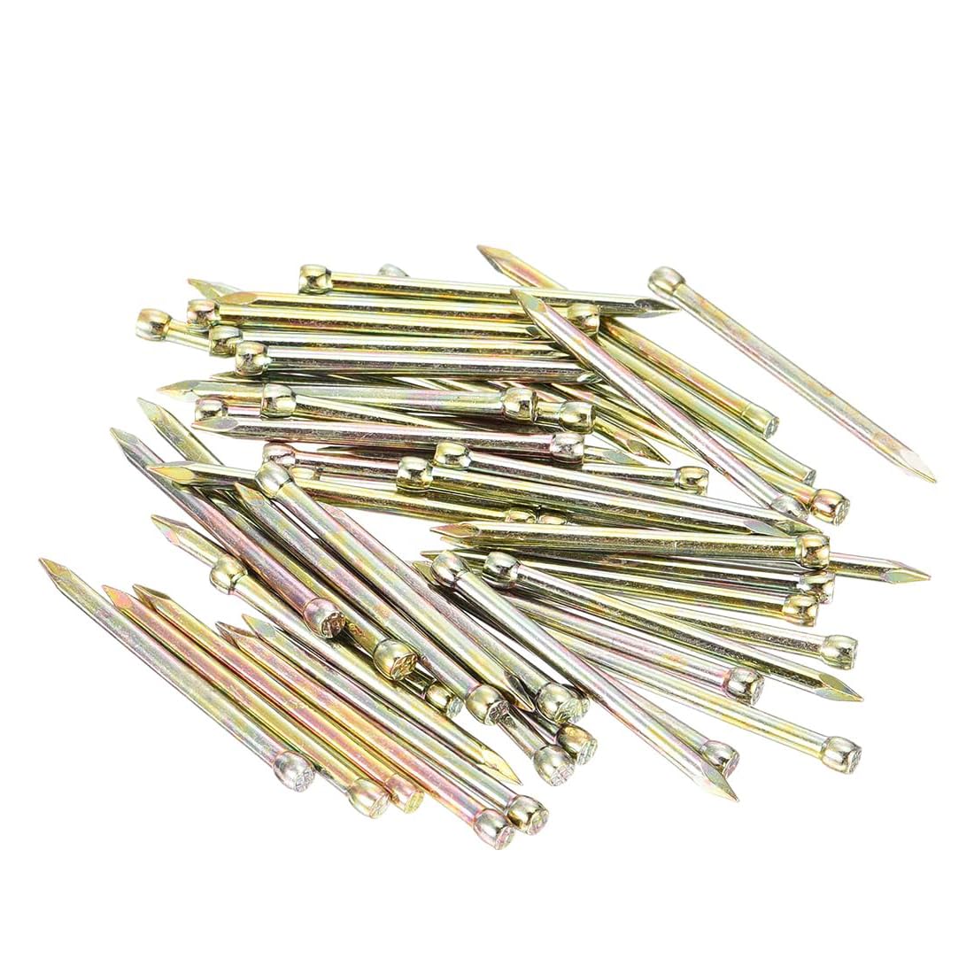 Unifizz 50pcs 35mm Finishing Nails Carbon Steel Headless Nails for Picture Hanging, Small Hardware Nails for Wood Frame, Wall Trim, Baseboards and Art Projects,Color Zinc