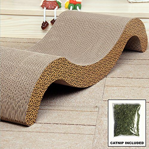 Paw Essentials Fun Shaped Cardboard Cat Scratching Pad for Scratching and Resting with Catnip (15.7 x 11.7 x 7.5in)