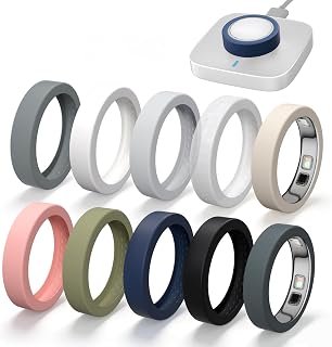 CoBak 10 Pack Ring Cover Compatible with Oura Ring 5 | Support Charging with Cover on, anti-scratch ultra-thin silicone, non-slip, anti-yellowing, assorted colors, skin-friendly.