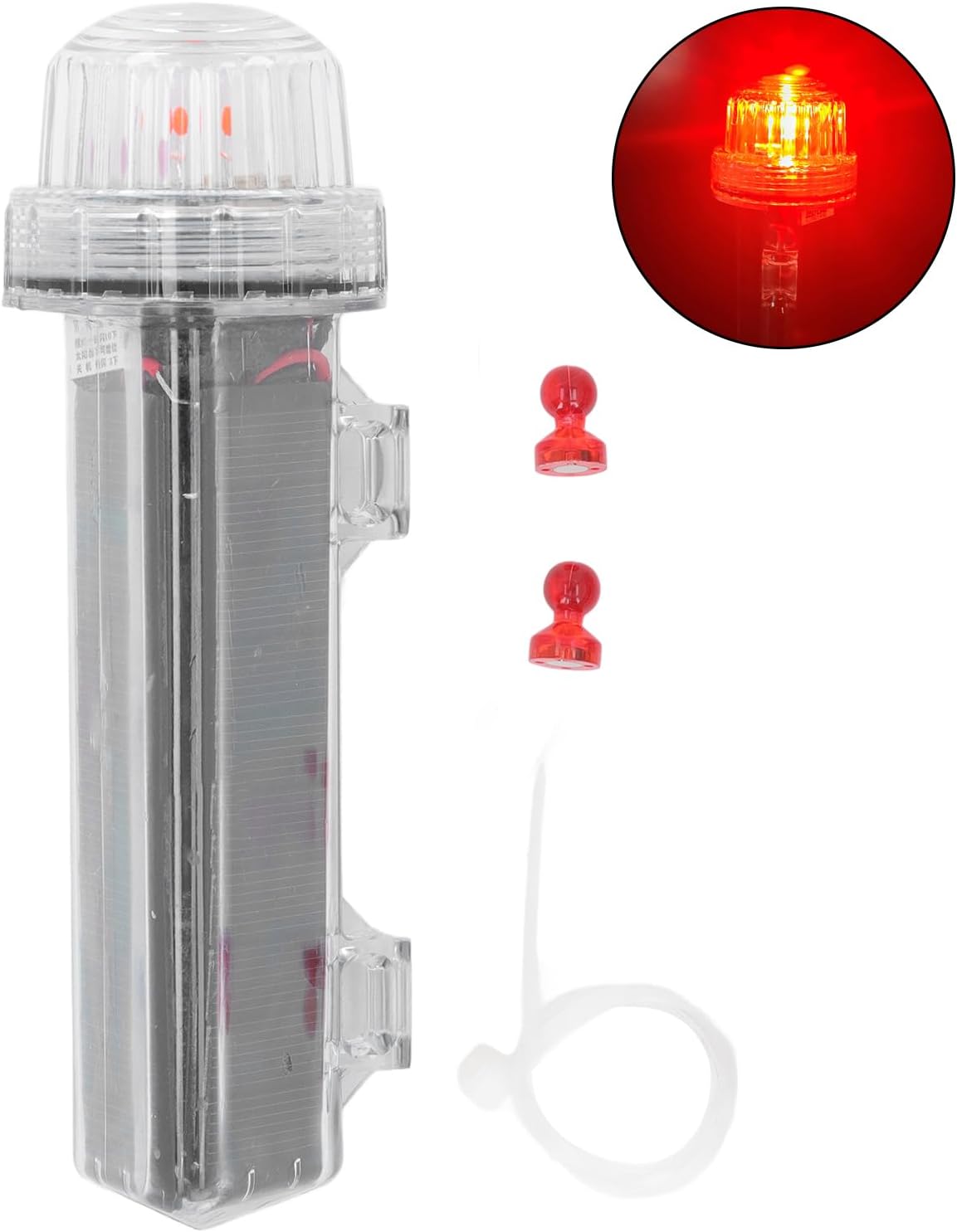 Pomya Solar Light, Fully Sealed Light Control Solar Warning Light for Nighttime Fishing Boat (Red Light)