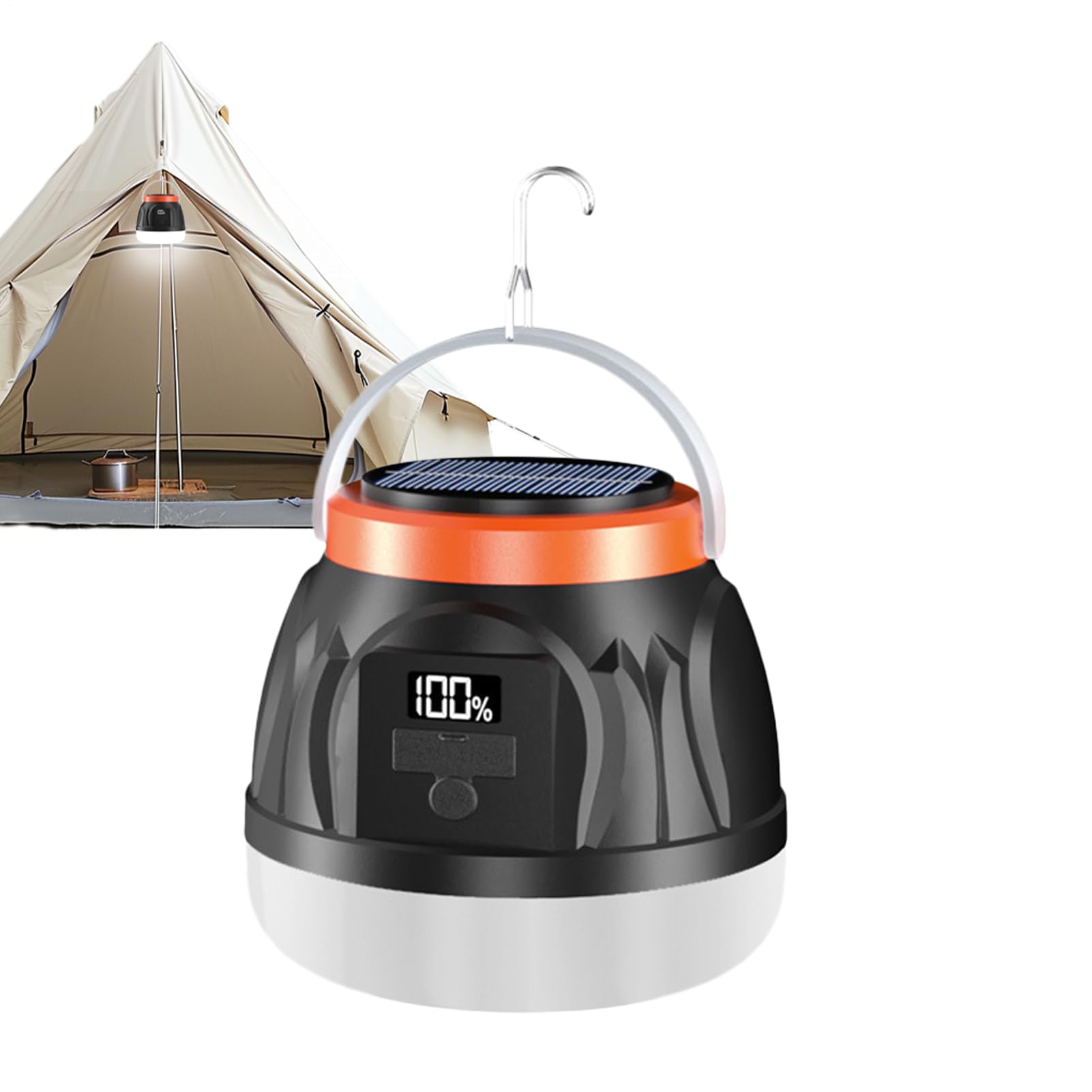 Linterna de exterior recargable, lámpara de camping con pantalla digital para jardín 8