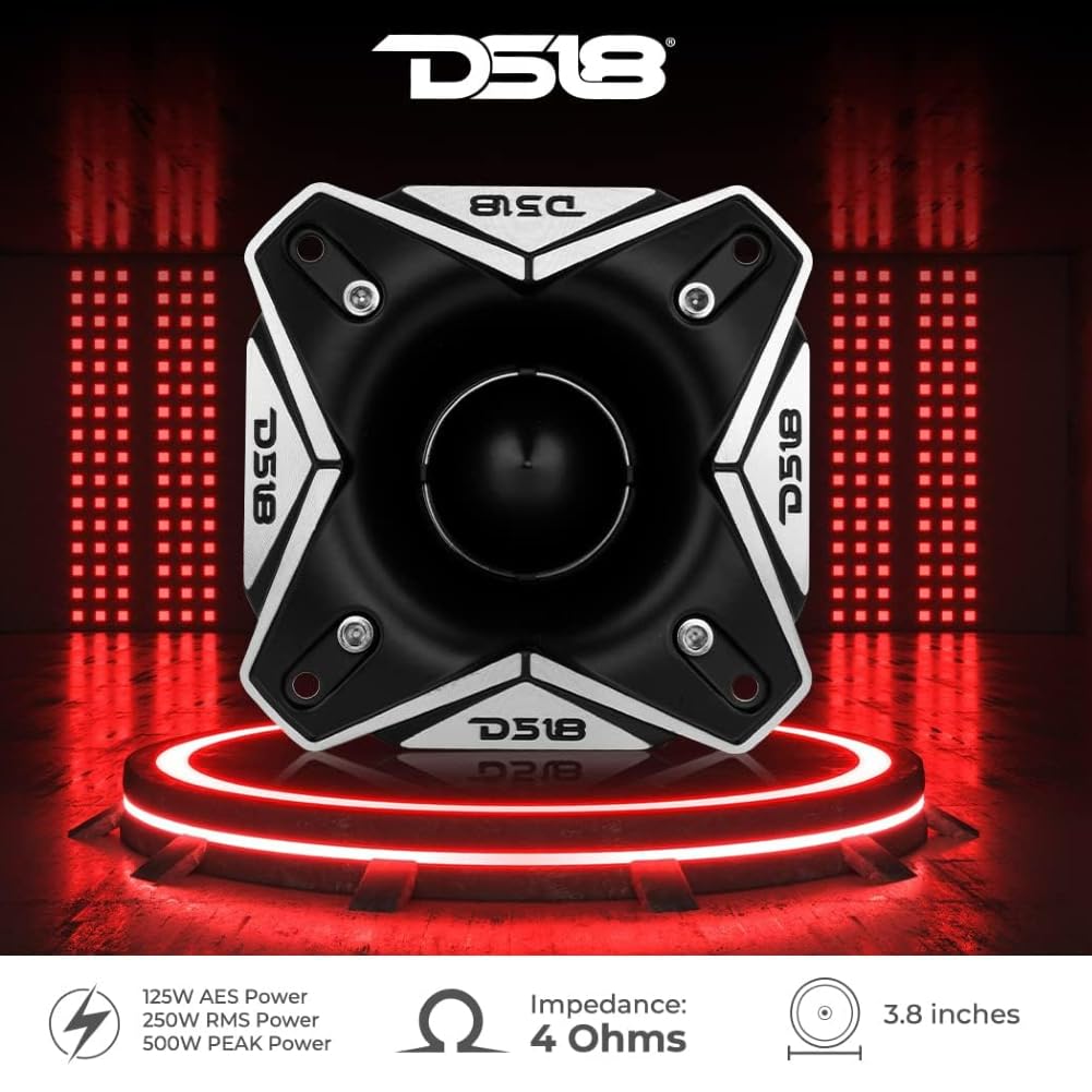 GK SOUND Kit Set para DS18 PRO-TWX3Ti 1 x 9,7 cm Super Bullet Tweeter, 250 vatios rms 500 vatios máx, 4 ohmios, 108 db spl, umbrales de Puerta de Coche, 1 Pieza + Condensador de instalación
