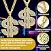 QVYQVY 2 Pcs Dollar Sign Necklaces，Gold Plated Hip Hop Chain Necklace Pendant for Men,Halloween，Trendy Style