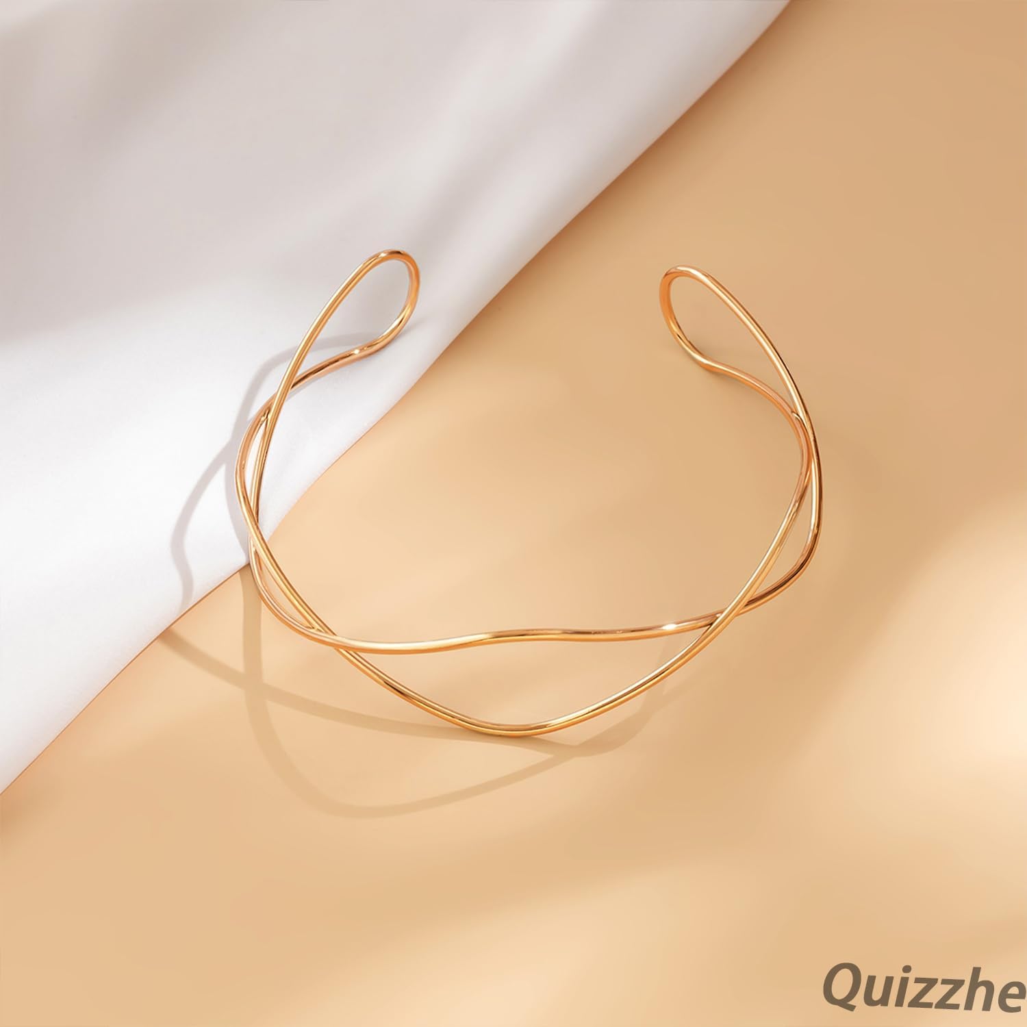 Simple Open Choker Necklace Simple Metal Collar Necklace Trendy Gold Round Clavicle Choker Statement Chunky Bib Chokers Necklaces Jewelry for Women (Style2) - Image 5