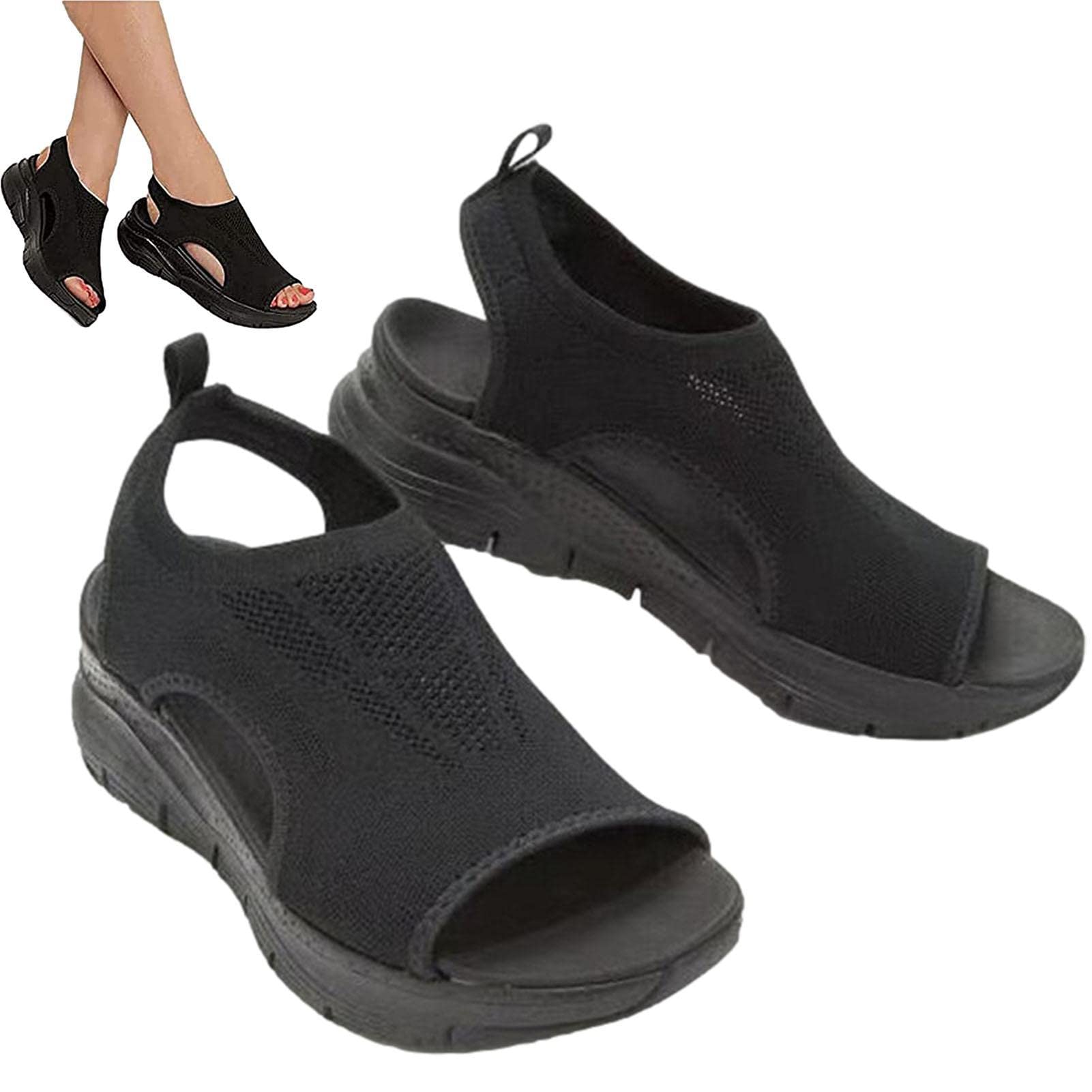 Women's Orthotic Sport Sandals, Womens Hollow Out Slingback, Super Comfy Sports Knit Sandals Mesh Soft Sole Fashion Women's Shoes