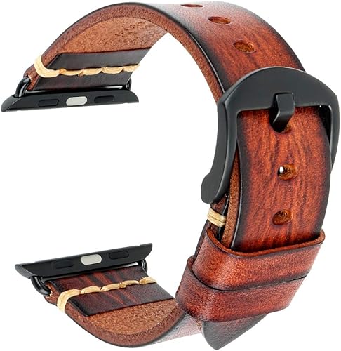 REZERO Compatible with Apple Watch Band Ultra 49mm 45mm 44mm 42mm 41mm 38mm 40mm, Genuine Leather Watch Strap Replacment for Apple Watch iWatch SE REZERO Compatible with Apple Watch Band Ultra 49mm 45mm 44mm 42mm 41mm 38mm 40mm, Genuine Leather Watch Strap Replacment for Apple Watch iWatch SE