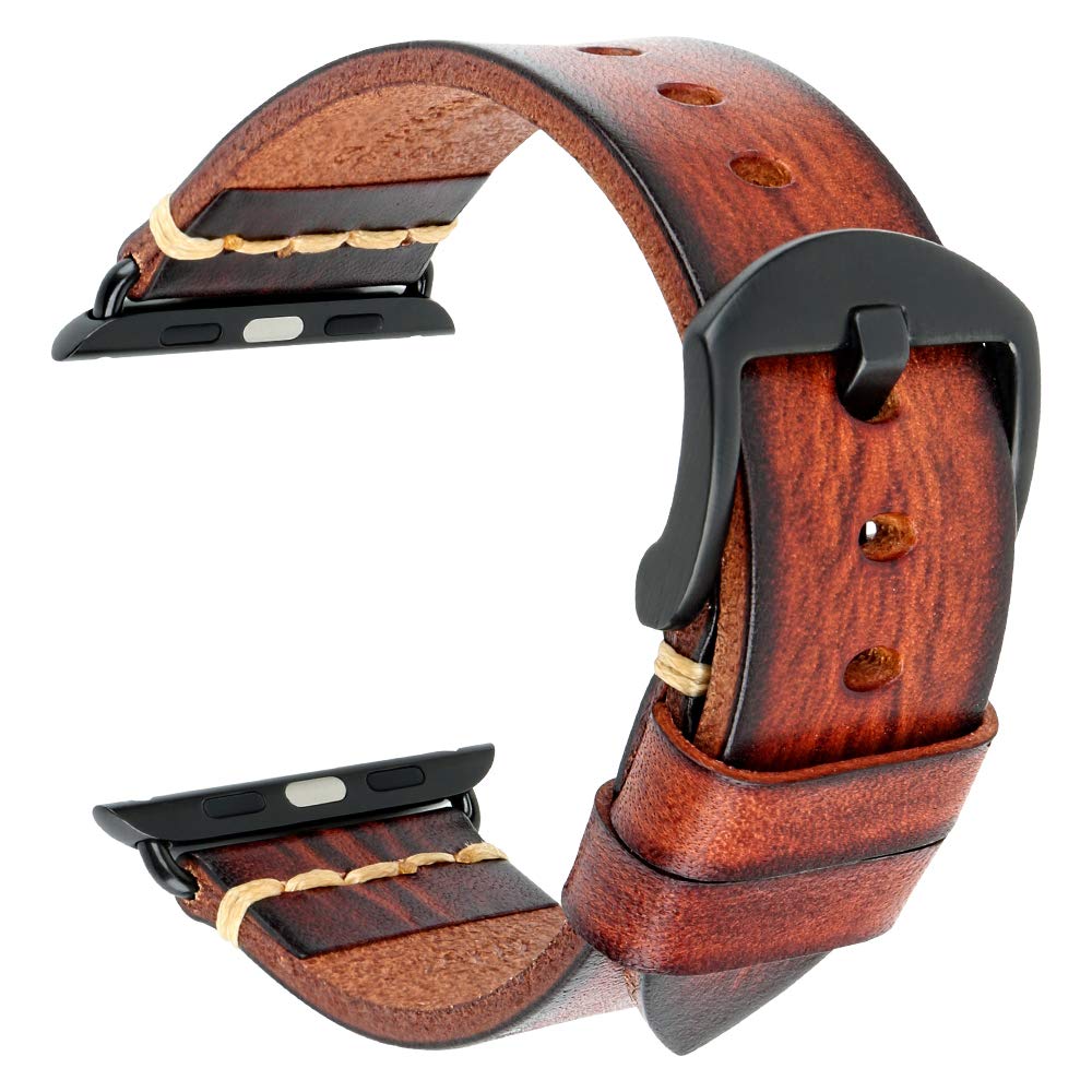 REZERO Smartwatch Bands Compatible with Apple Watch, Vegetable Tanned Leather Watch Straps, Watch Bands Replacement for iWatch Series 10/9/8/SE, 38/40/41/42/44/45/46/49mm for Men, Women