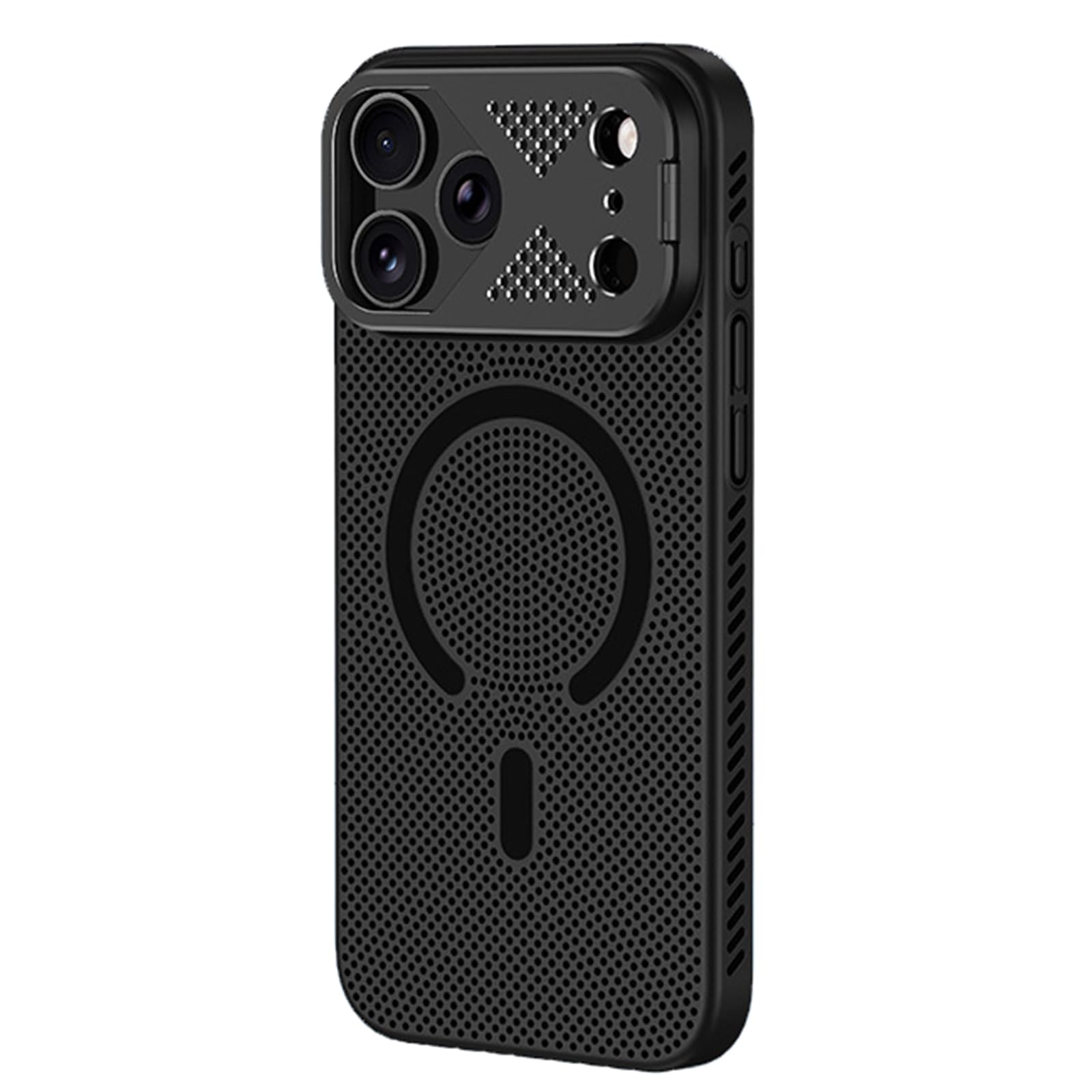 MFAOSHI Magnetic Case for iPhone 17 Pro Max/17 Pro/17, Slim Frosted Heat Dissipation Phone Case with Metal Lens Protection Bracket Cover,Black,17 ProMax