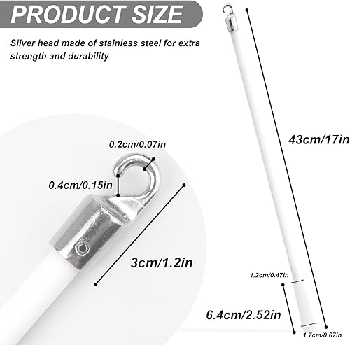 Miniatura 2 de Varita ciega de fibra de vidrio blanca de 17 pulgadas con gancho de metal, varita inclinable para ventana, piezas de repuesto de control de varita