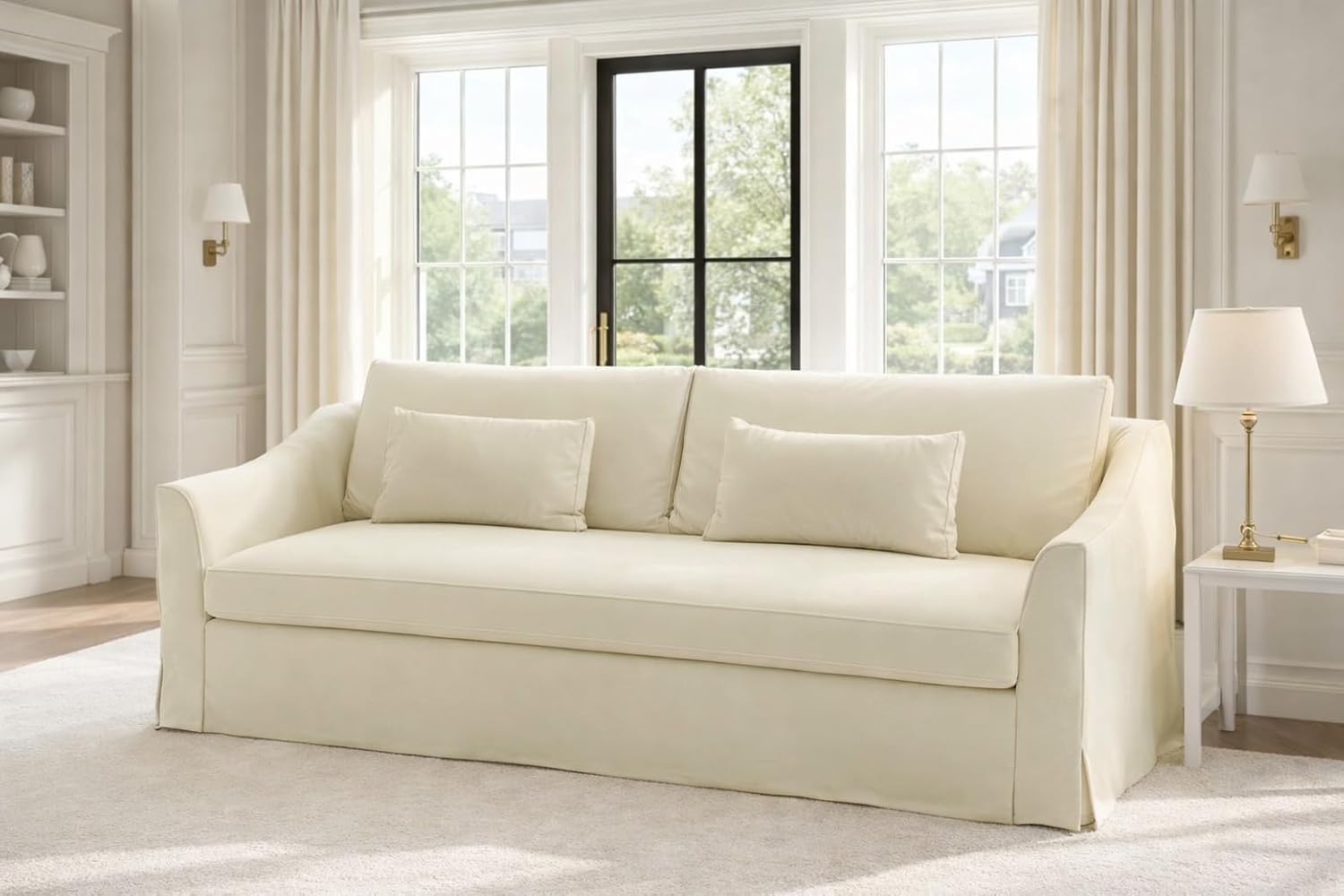 Heavy Duty Farlov Sofa Replacement Cover Compatible with IKEA Farlove Sofa or Loveseat Slipcover Only (Cotton Beige Width 86")