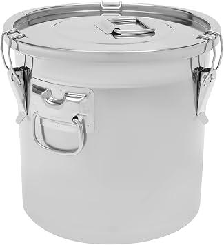 Stainless Steel Airtight Canister Rice Cereal Storage Bucket, 21L with Airtight Lid Barrel Metal Food Storage Container, for Home Kitchen Bar Restaurant