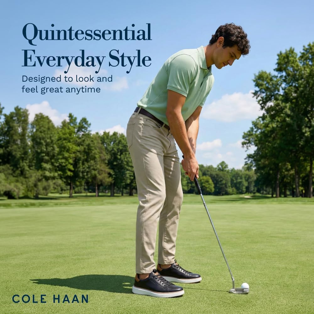 Cole Haan Zerogrand 5 Pocket Golf Pants for Men - Classic Fit Men’s Pants with Tech Mesh Pockets & Adaptive Stretch Waistband