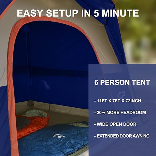 Miniatura 8 de CAMPROS CP Tienda de campaña para 3468 personas, impermeable, resistente al viento, tienda de campaña familiar con lluvia, ventanas de malla