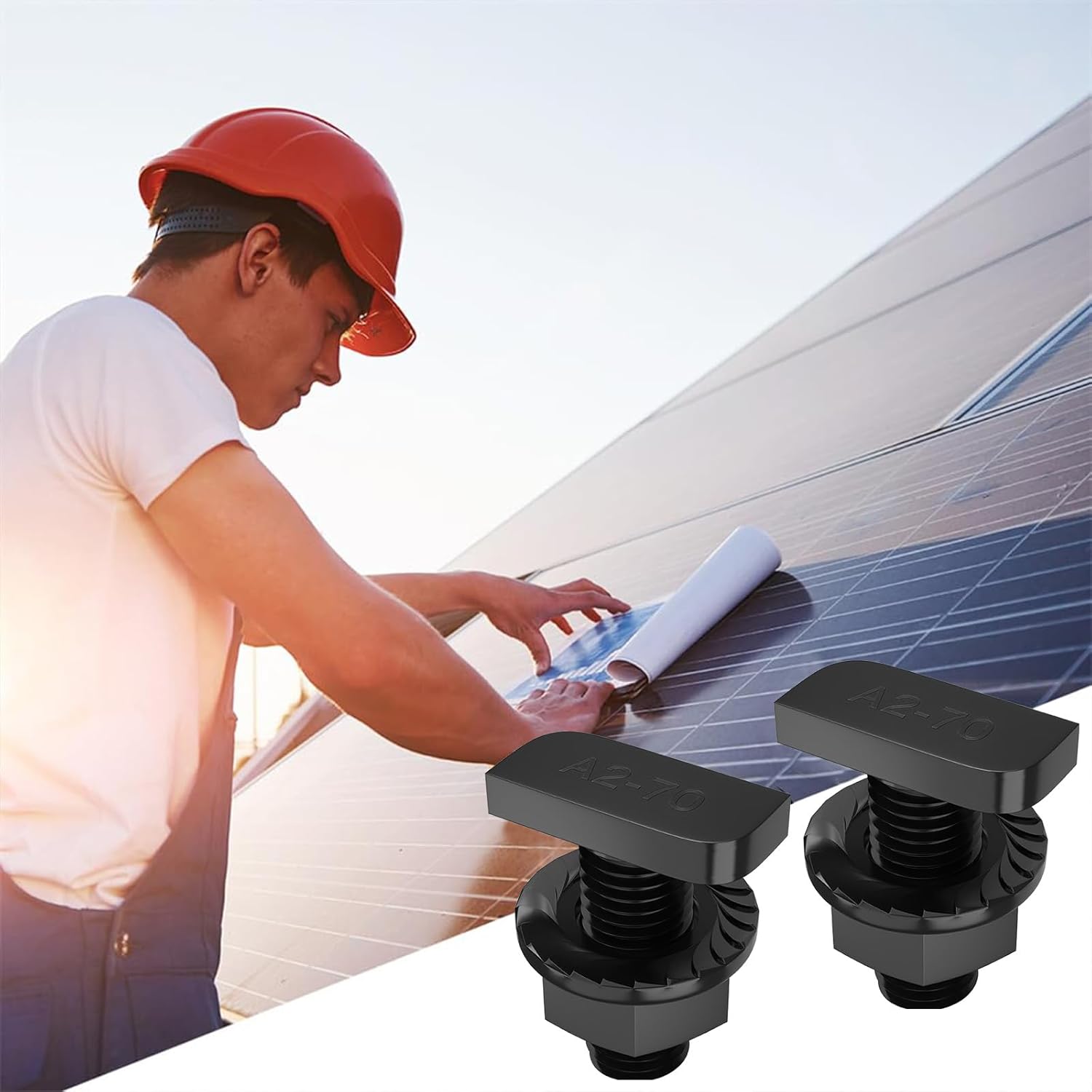 Hammer Head Screws M8 x 20, Pack of 6 Hammer Head Screws M8 Stainless Steel A2-70 with Flange Nuts, Greenhouse Screws for PV Solar Mounting Rails, Photovoltaic