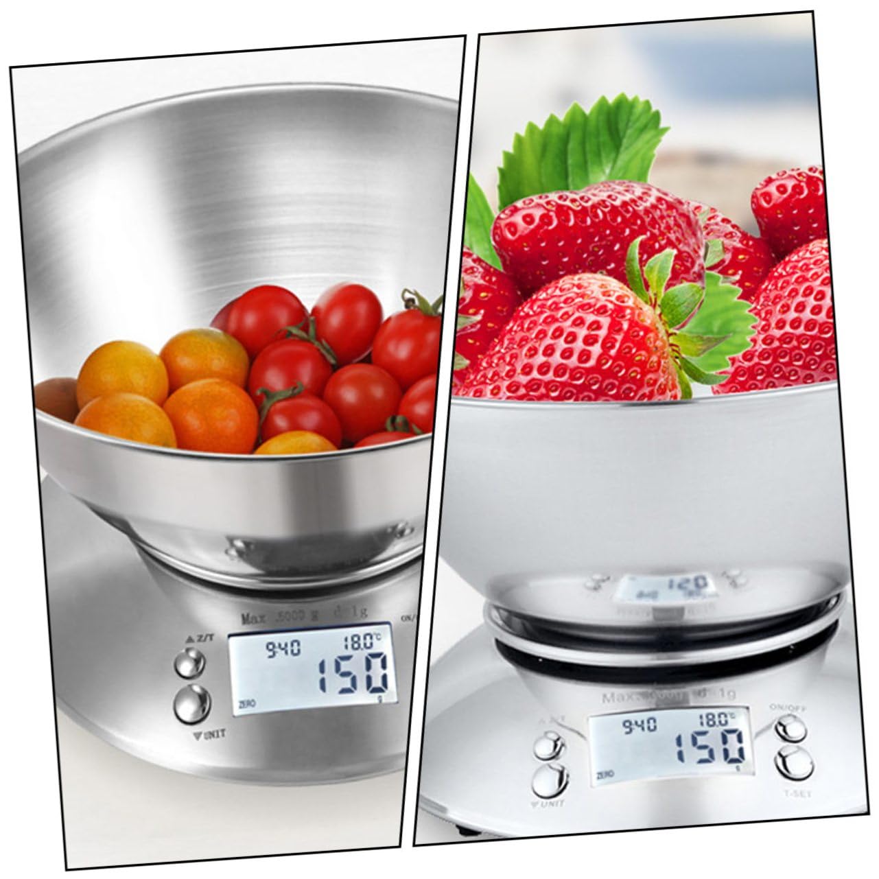 High Precision Kitchen Scale Digital Food Scale Stainless Steel with Detachable Bowl and Clock Timer for Home Cooking and Baking Weighing Tool Random Color